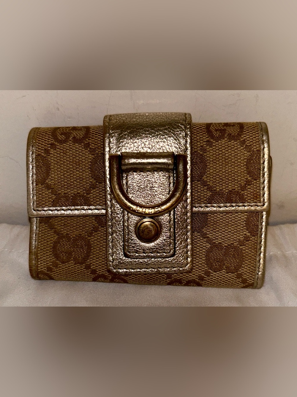 Gucci Key Case with D-Ring, Abbey Line, 141419, Unisex GG Canvas